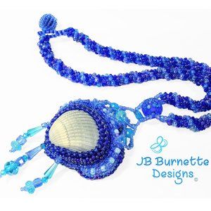 Beaded-Embroidery Shell Necklace, Handmade Seaside Mermaid Fashion, Beach Style